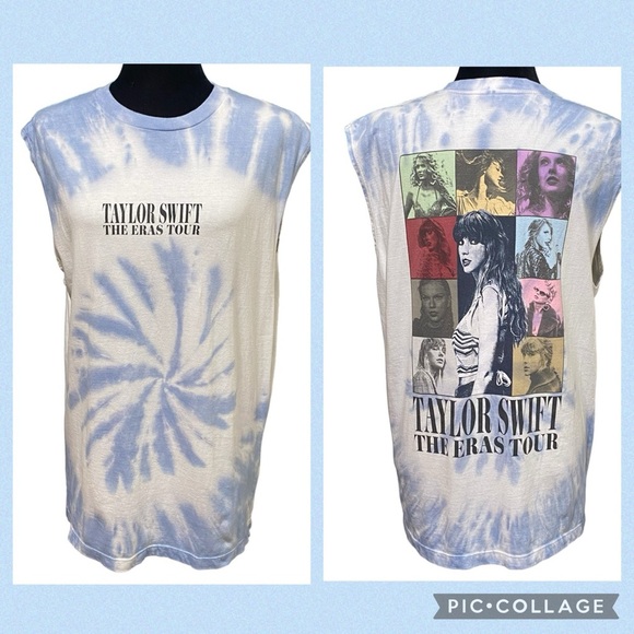 Taylor Swift Tops - Taylor Swift The Eras Tour Blue Tie Dye Cotton Tank Top Size Small